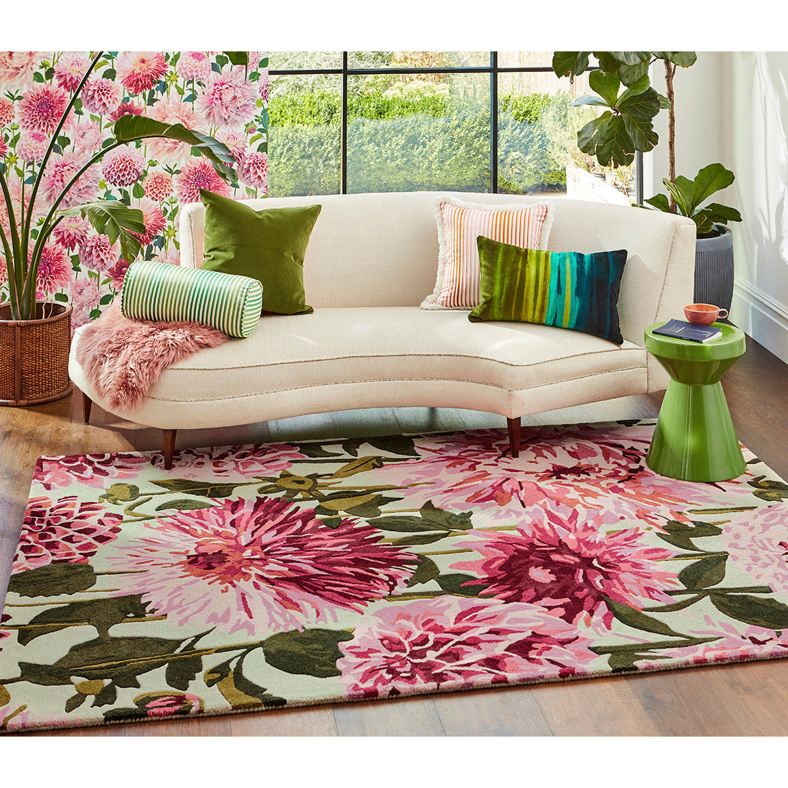 Harlequin Dahlia Fuchsia Palm 142402 Designer Wool Rug - Rugs Of Beauty - 2