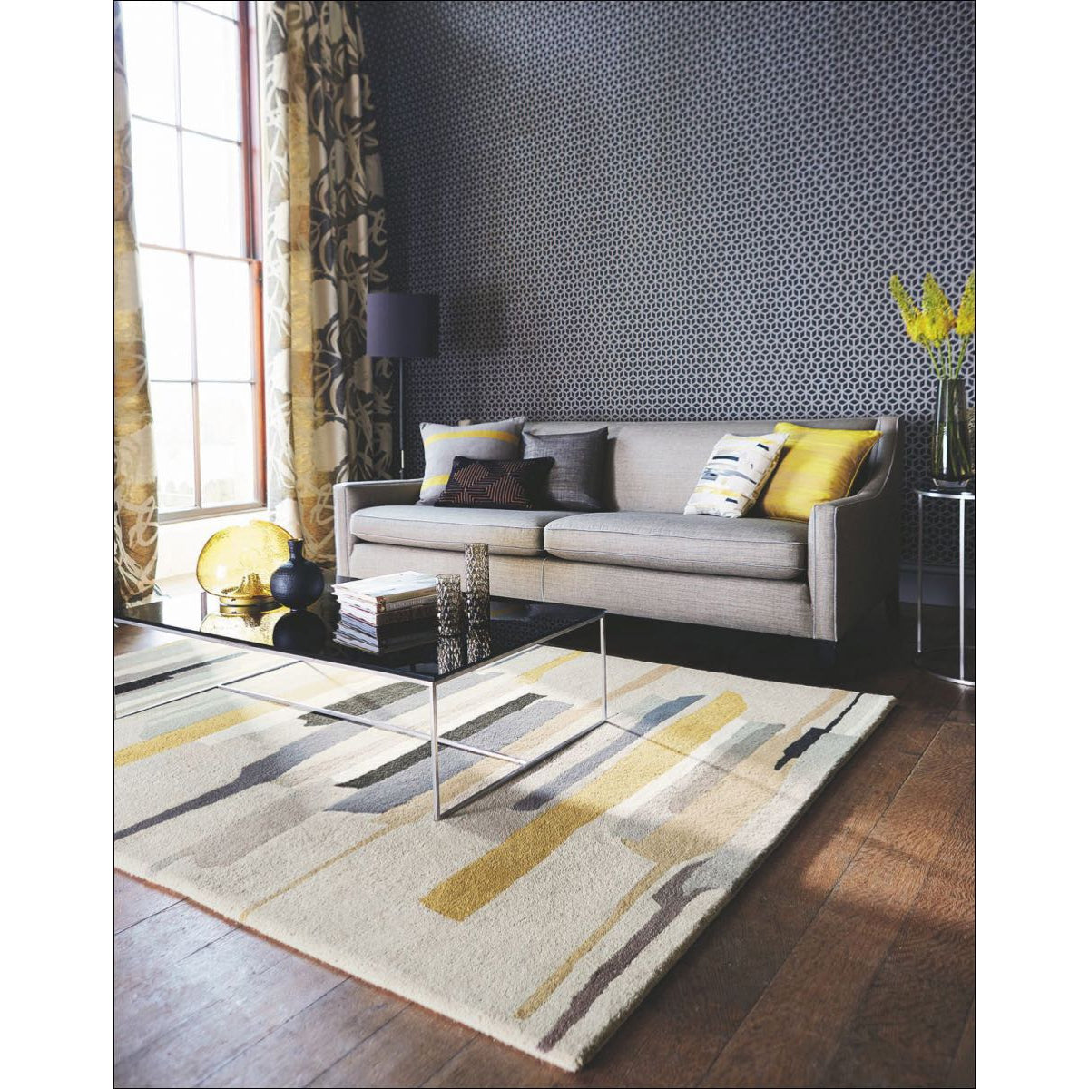 Harlequin Zeal Pewter 43004 Modern Designer Abstract Rug - Rugs Of Beauty