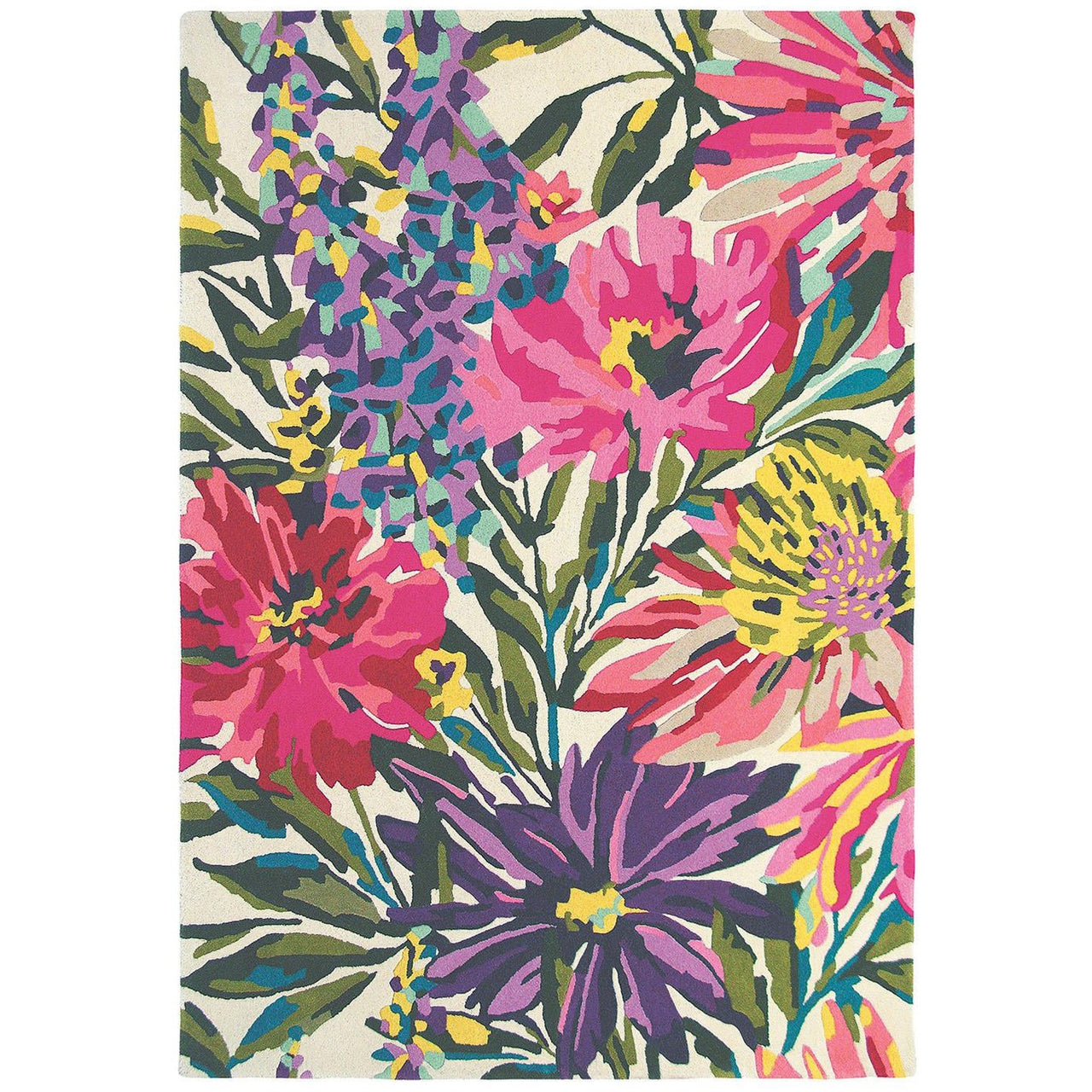 Harlequin Floreale Fuschsia 44905 Designer Modern Floral Wool Rug - Rugs Of Beauty