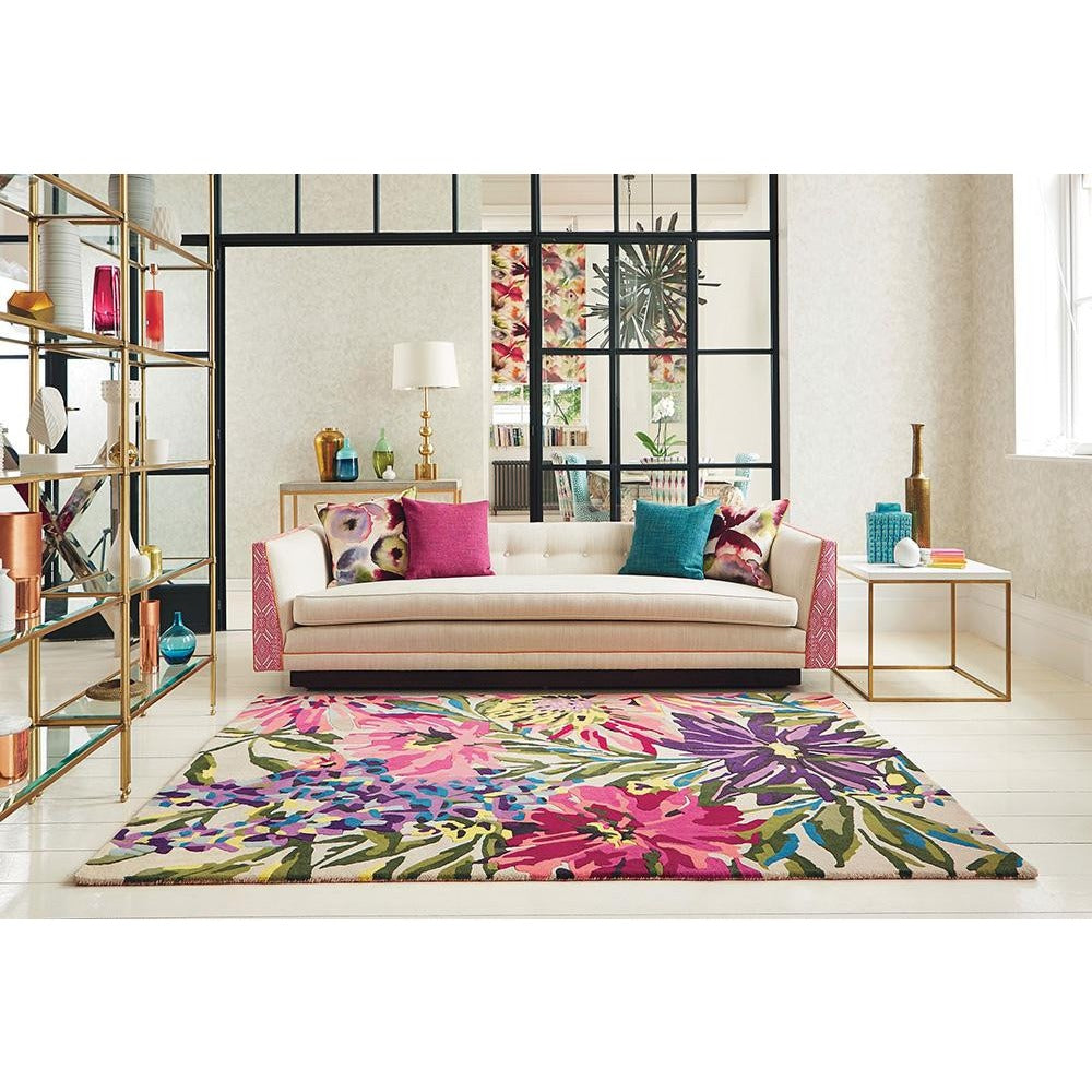 Harlequin Floreale Fuschsia 44905 Designer Modern Floral Wool Rug - Rugs Of Beauty