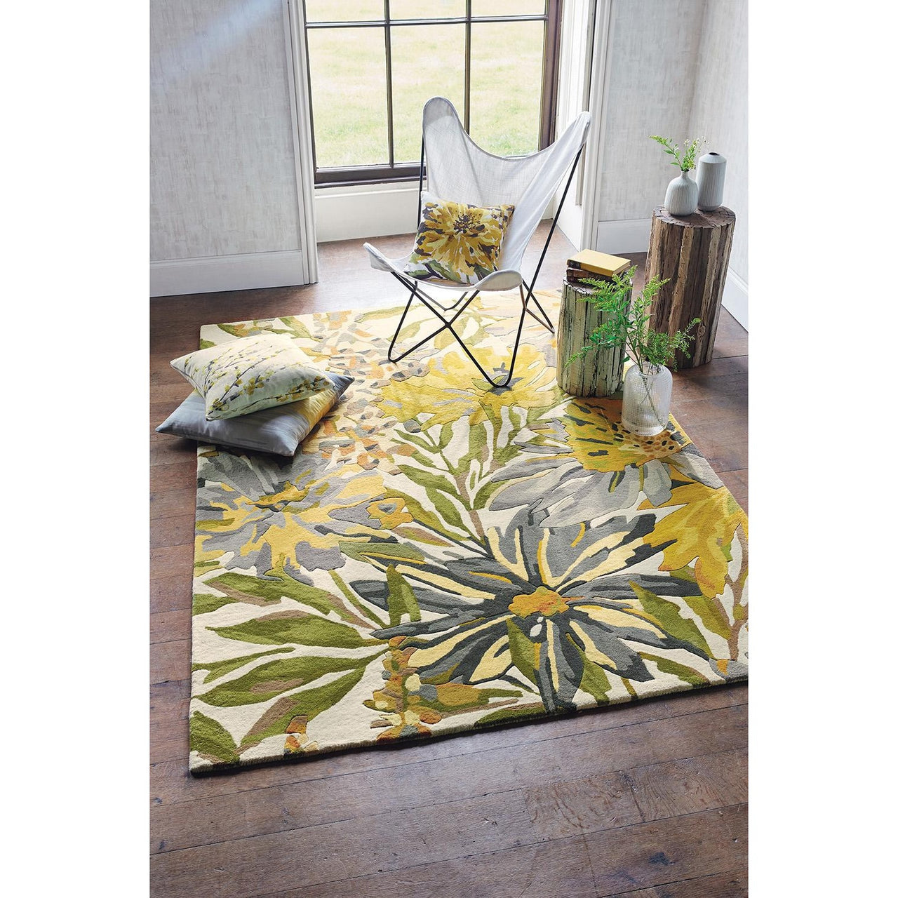 Harlequin Floreale Maize 44906 Designer Modern Floral Wool Rug - Rugs Of Beauty