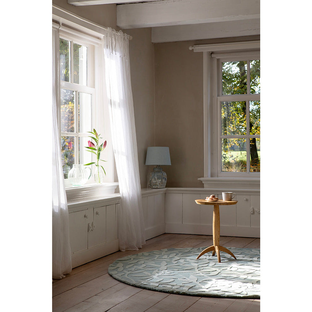 Laura Ashley Cleavers Duck Egg 080907 Round Designer Wool Rug - Rugs Of Beauty - 2