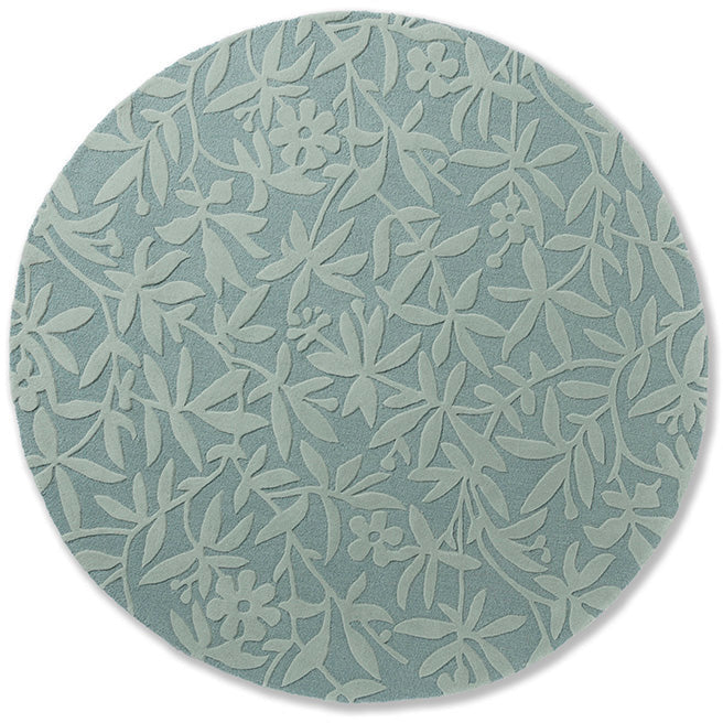Laura Ashley Cleavers Duck Egg 080907 Round Designer Wool Rug - Rugs Of Beauty - 1