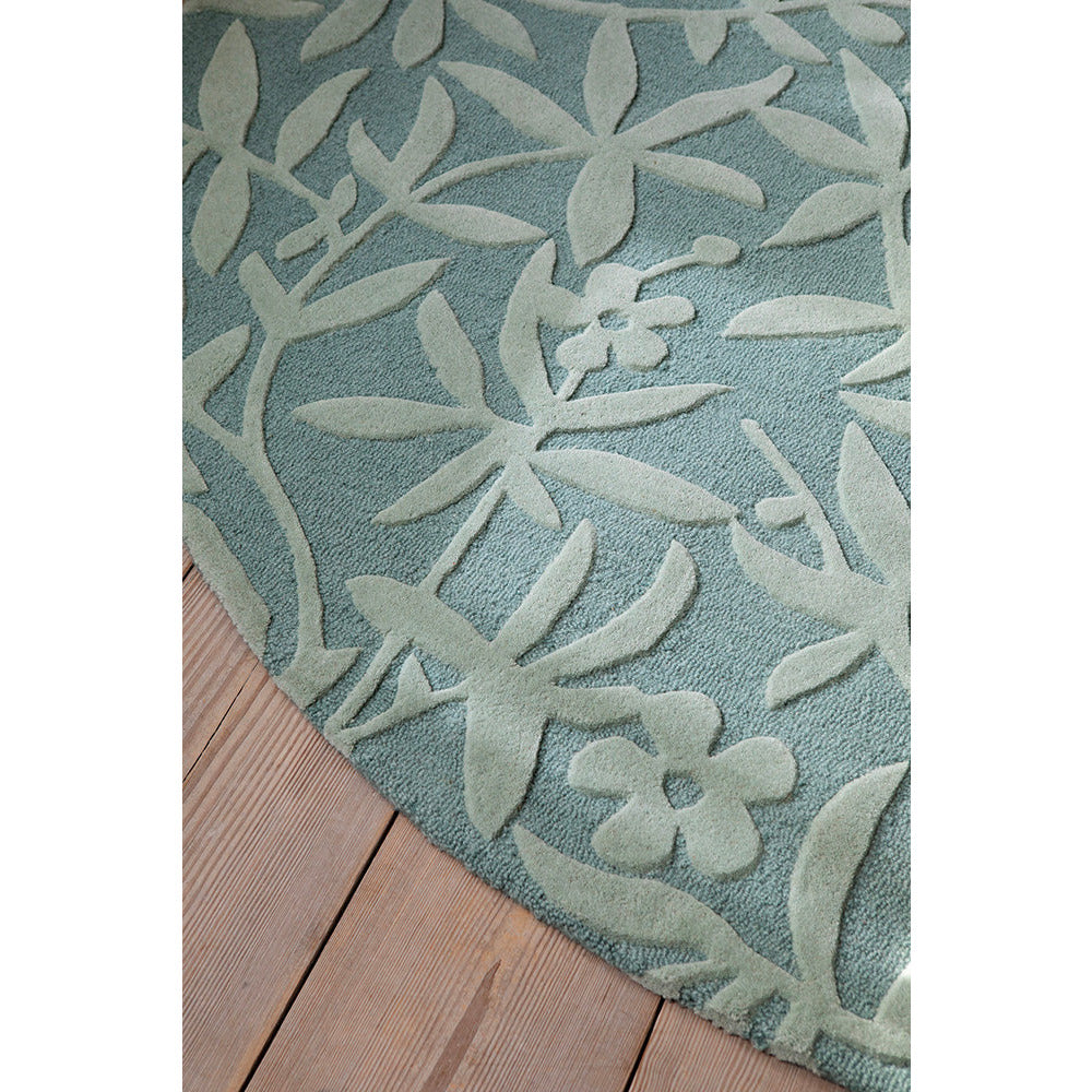 Laura Ashley Cleavers Duck Egg 080907 Round Designer Wool Rug - Rugs Of Beauty - 3