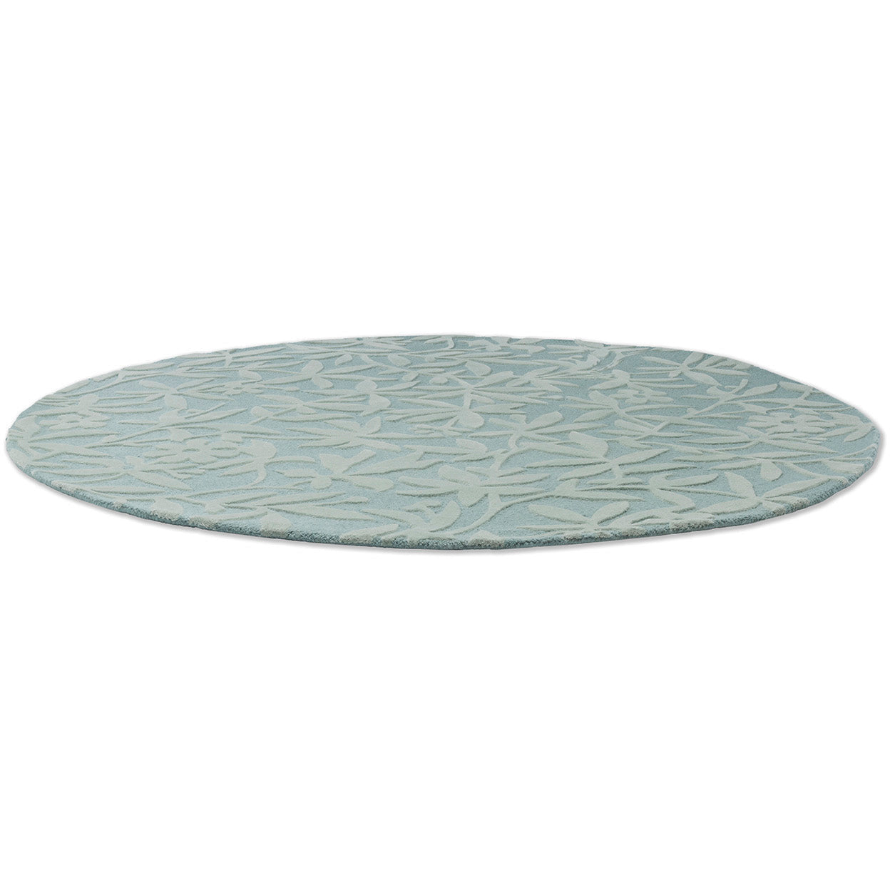 Laura Ashley Cleavers Duck Egg 080907 Round Designer Wool Rug - Rugs Of Beauty - 4