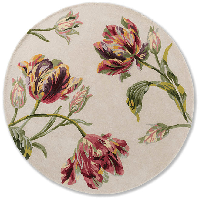 Laura Ashley Gosford Cranberry 081300 Round Designer Wool Viscose Rug - Rugs Of Beauty - 1