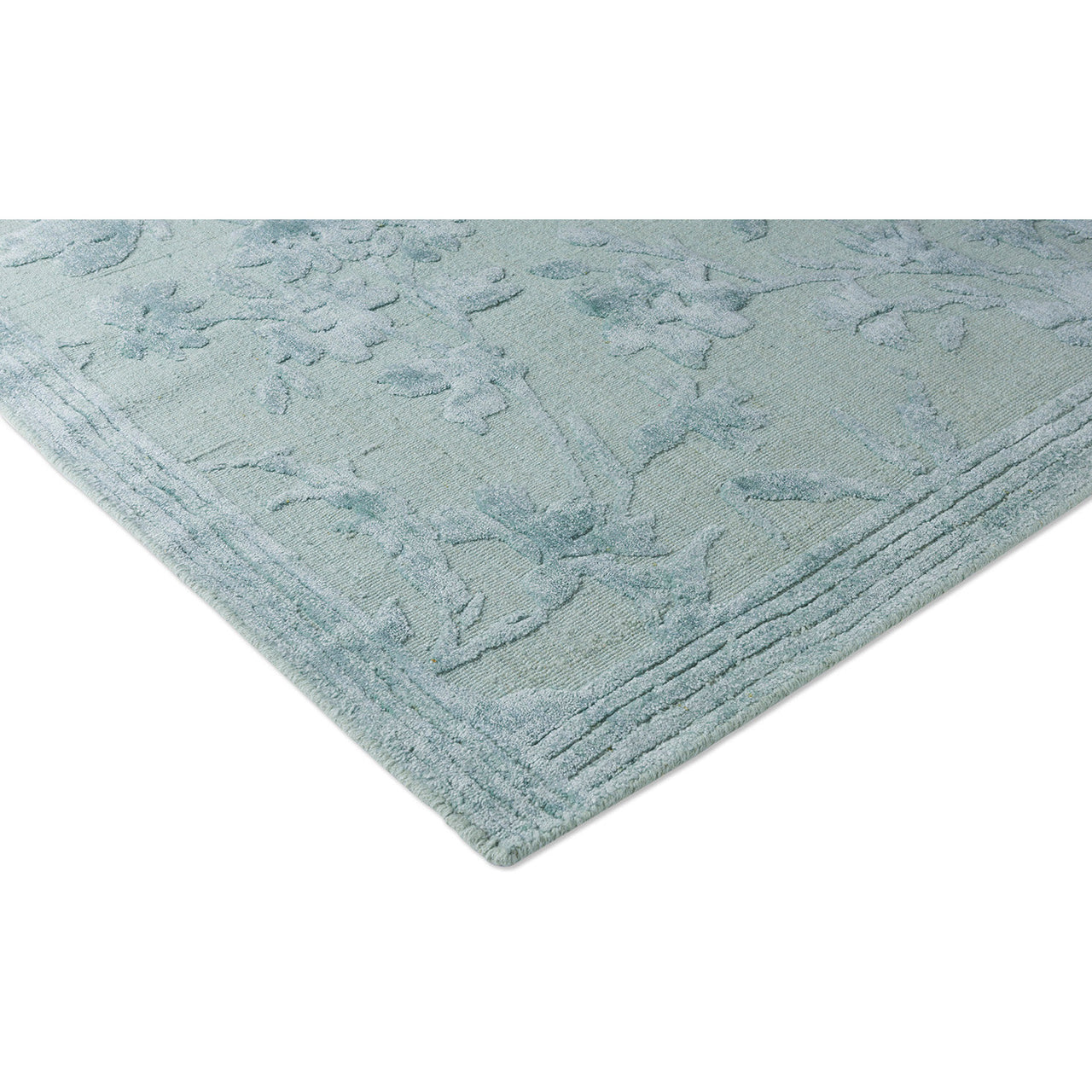 Laura Ashley Rye Sage 081907 Designer Bamboo Silk Wool Cotton Rug - Rugs Of Beauty - 5