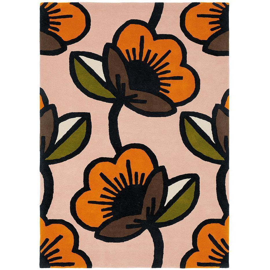 Orla Kiely Passion Flower Pink 059602 Designer Wool Rug - Rugs Of Beauty - 1