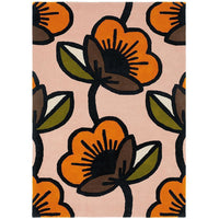 Orla Kiely Passion Flower Pink 059602 Designer Wool Rug - Rugs Of Beauty - 1