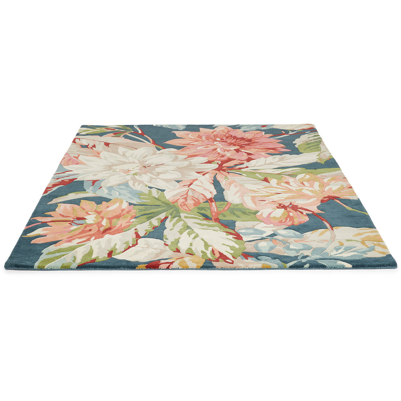 Sanderson Dahlia & Rosehip Teal 050608 Designer Wool Rug - Rugs Of Beauty - 4