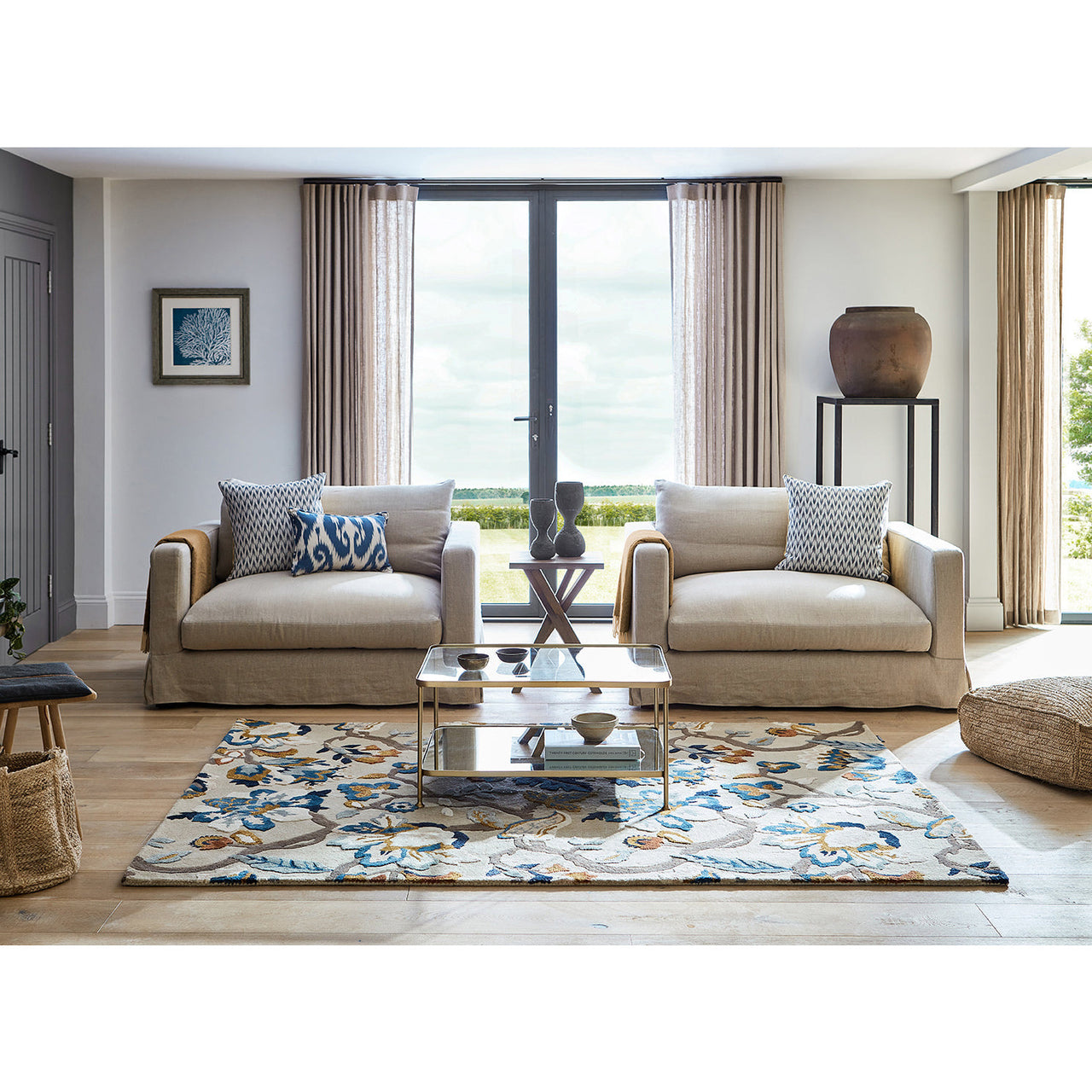 Sanderson Amanpuri Stone 145101 Designer Wool Viscose Rug - Rugs Of Beauty - 2