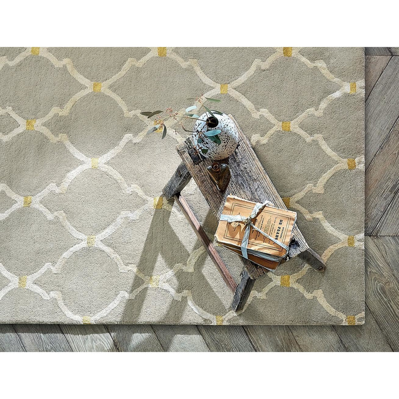 Sanderson Empire Trellis Stone 45501 Designer Wool / Viscose Rug - Rugs Of Beauty - 3