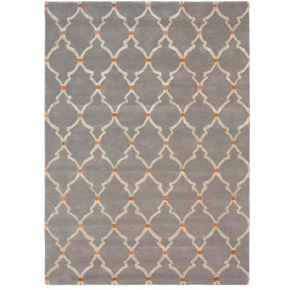 Sanderson Empire Trellis Slate Grey 45504 Designer Wool / Viscose Rug - Rugs Of Beauty - 1