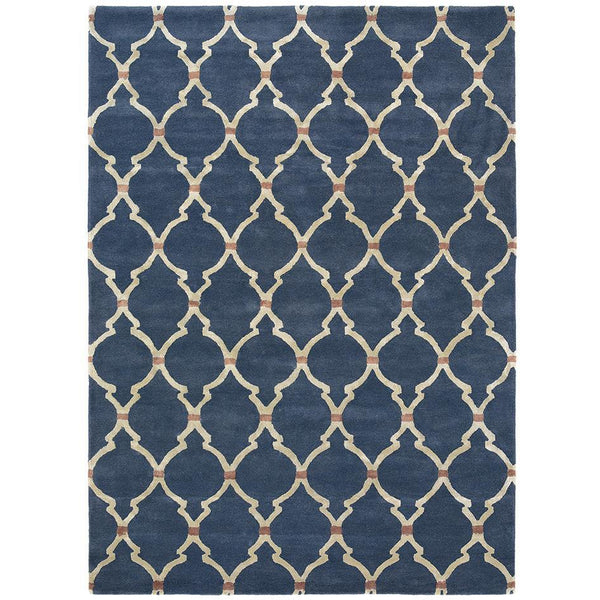 Sanderson Empire Trellis Indigo 45508 Designer Wool / Viscose Rug - Rugs Of Beauty - 1