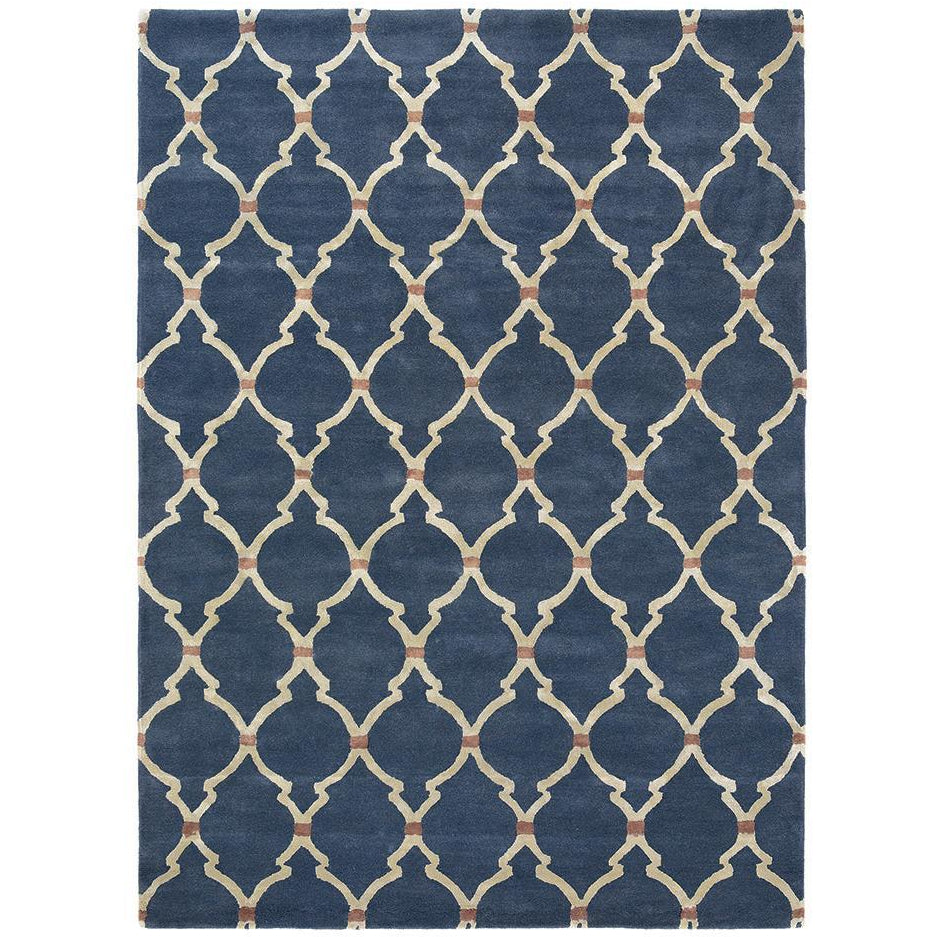 Sanderson Empire Trellis Indigo 45508 Designer Wool / Viscose Rug - Rugs Of Beauty - 1