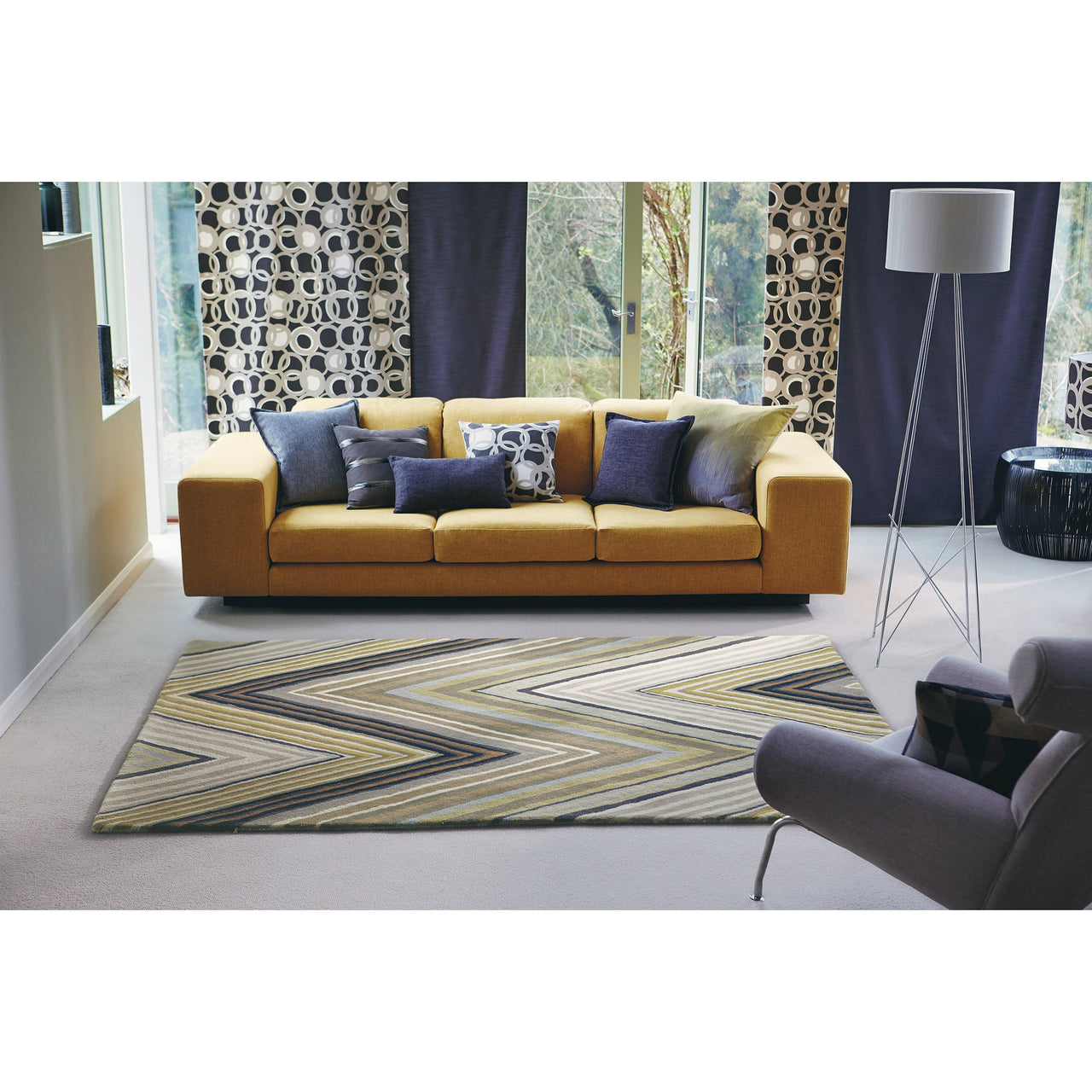 Scion Groove Pebble Chevron Patterned 25704 Modern Designer Wool Rug - Rugs Of Beauty - 3