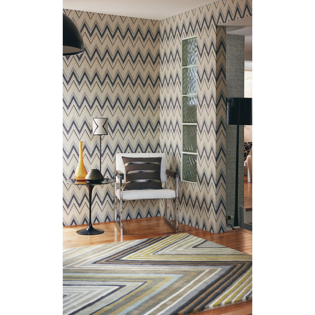 Scion Groove Pebble Chevron Patterned 25704 Modern Designer Wool Rug - Rugs Of Beauty - 2