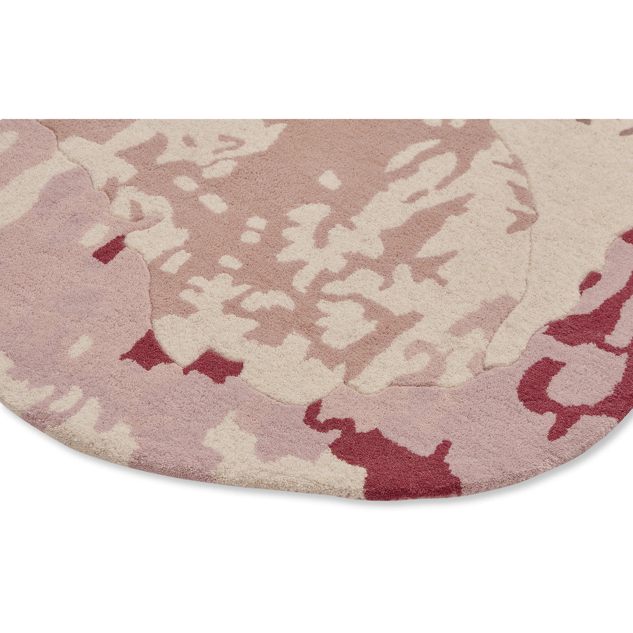 Ted Baker Shaped Magnolia Light Pink Round 162302 Designer Wool Rug - Rugs Of Beauty - 5