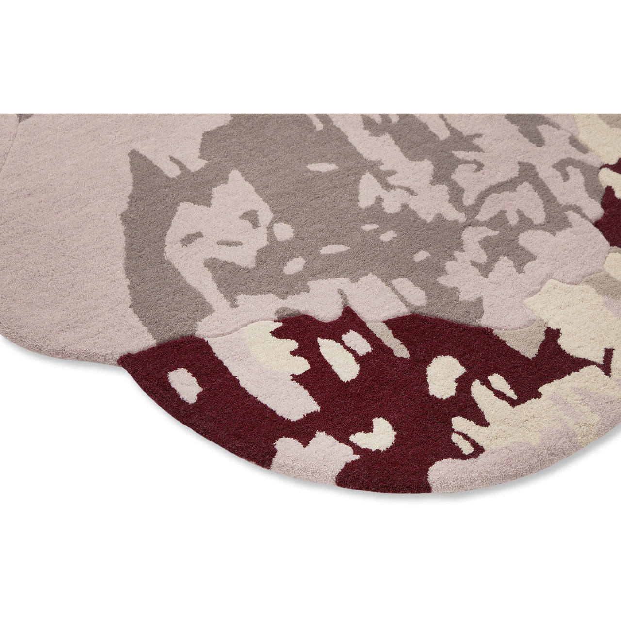 Ted Baker Shaped Magnolia Burgundy Round 162303 Designer Wool Rug - Rugs Of Beauty - 5