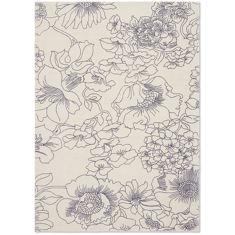 Ted Baker Linear Floral Blue 162508 Designer Cotton Rug - Rugs Of Beauty - 1