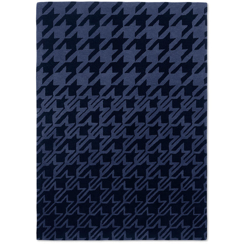 Ted Baker Houndstooth Dark Blue 162808 Designer Wool Rug - Rugs Of Beauty - 1