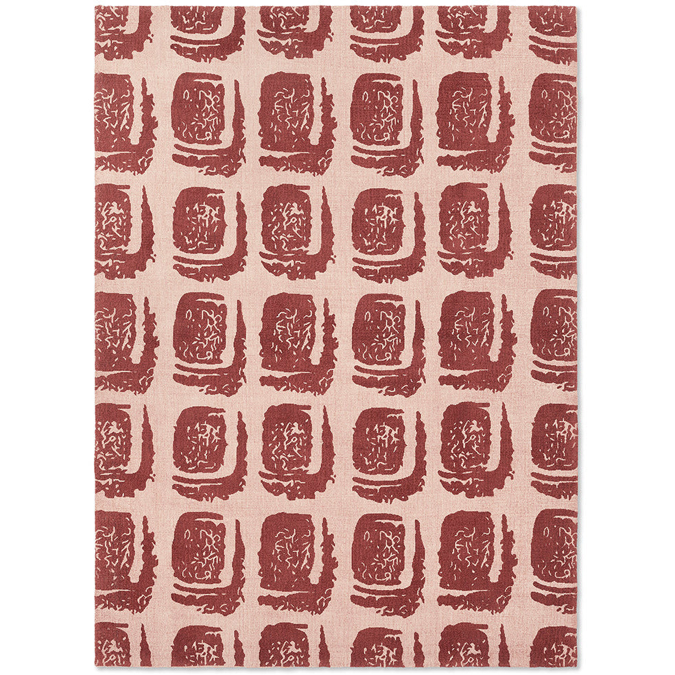 Ted Baker Woodblock Red 163003 Designer Cotton Rug - Rugs Of Beauty - 1