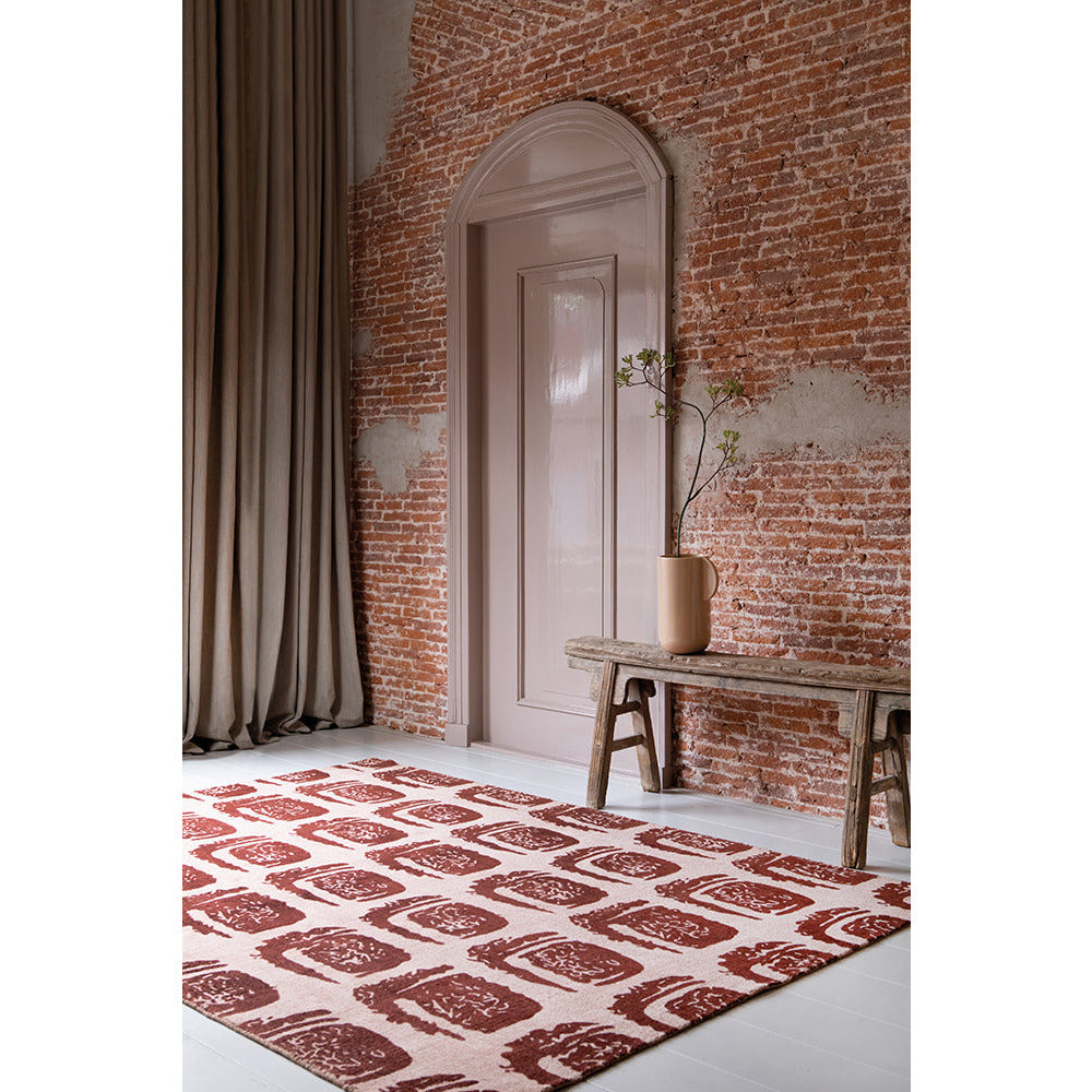 Ted Baker Woodblock Red 163003 Designer Cotton Rug - Rugs Of Beauty - 2