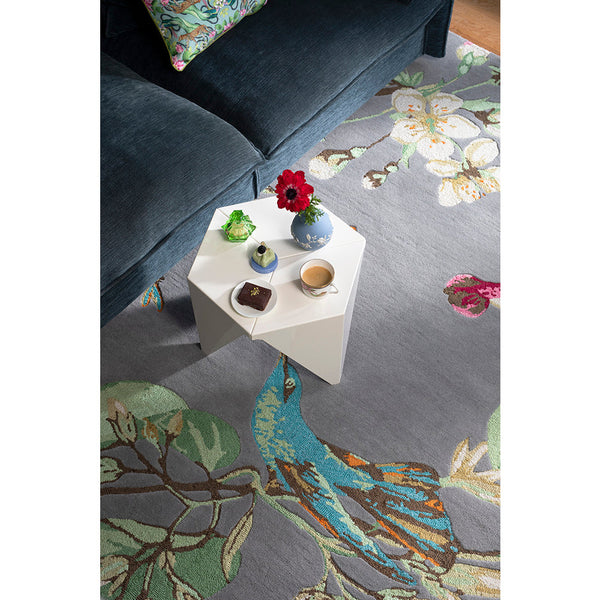 Wedgwood Hummingbird Grey 037804 Designer Wool Viscose Rug - Rugs Of Beauty - 2