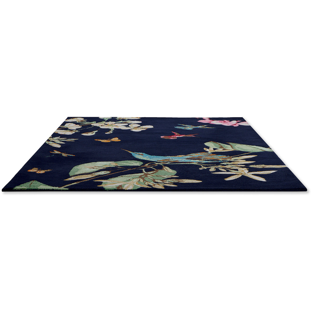 Wedgwood Hummingbird Navy 378180 Designer Wool Viscose Rug - Rugs Of Beauty - 5