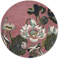 Wedgwood Waterlily Dusty Rose 038602 Designer Wool Round Rug - Rugs Of Beauty - 1