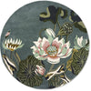 Wedgwood Waterlily Midnight Pond 038608 Designer Wool Round Rug - Rugs Of Beauty - 1