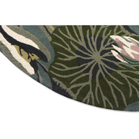 Wedgwood Waterlily Midnight Pond 038608 Designer Wool Round Rug - Rugs Of Beauty - 3