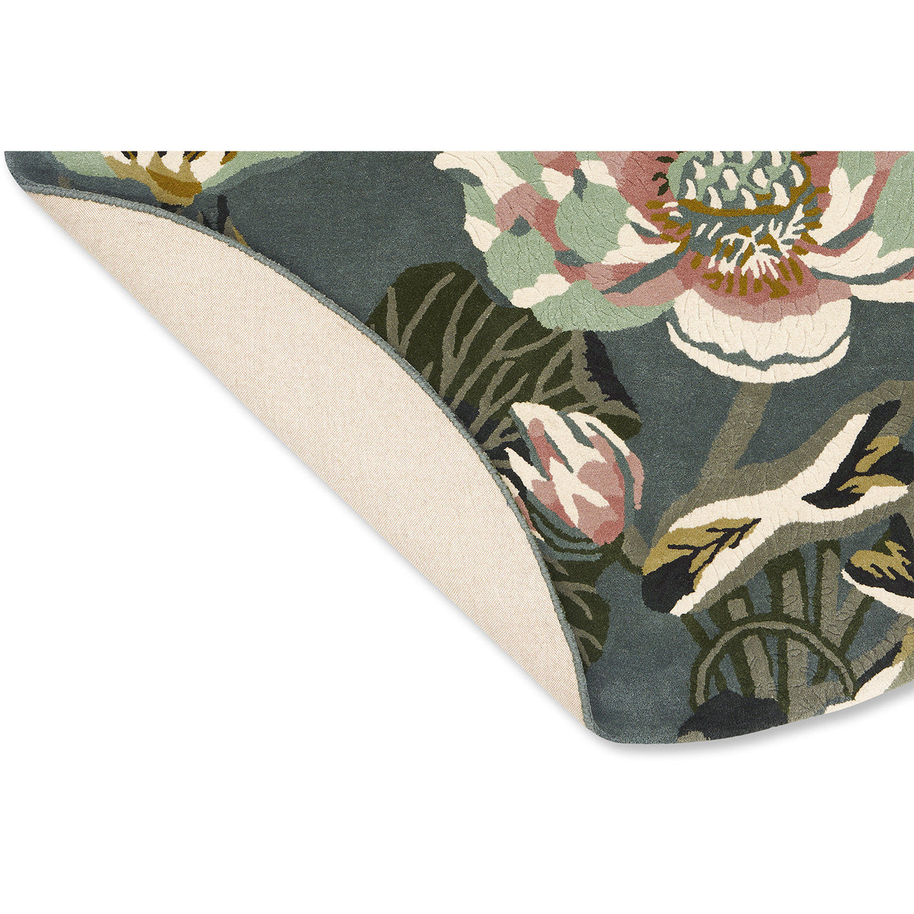 Wedgwood Waterlily Midnight Pond 038608 Designer Wool Round Rug - Rugs Of Beauty - 4