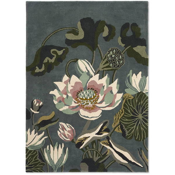 Wedgwood Waterlily Midnight Pond 038608 Designer Wool Rug - Rugs Of Beauty - 1