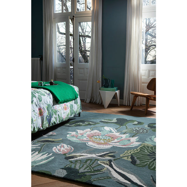 Wedgwood Waterlily Midnight Pond 038608 Designer Wool Rug - Rugs Of Beauty - 2