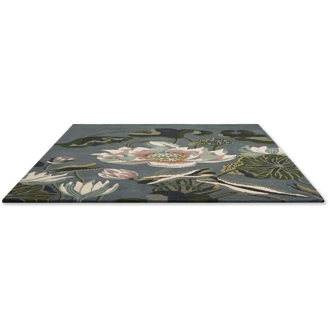 Wedgwood Waterlily Midnight Pond 038608 Designer Wool Rug - Rugs Of Beauty - 4
