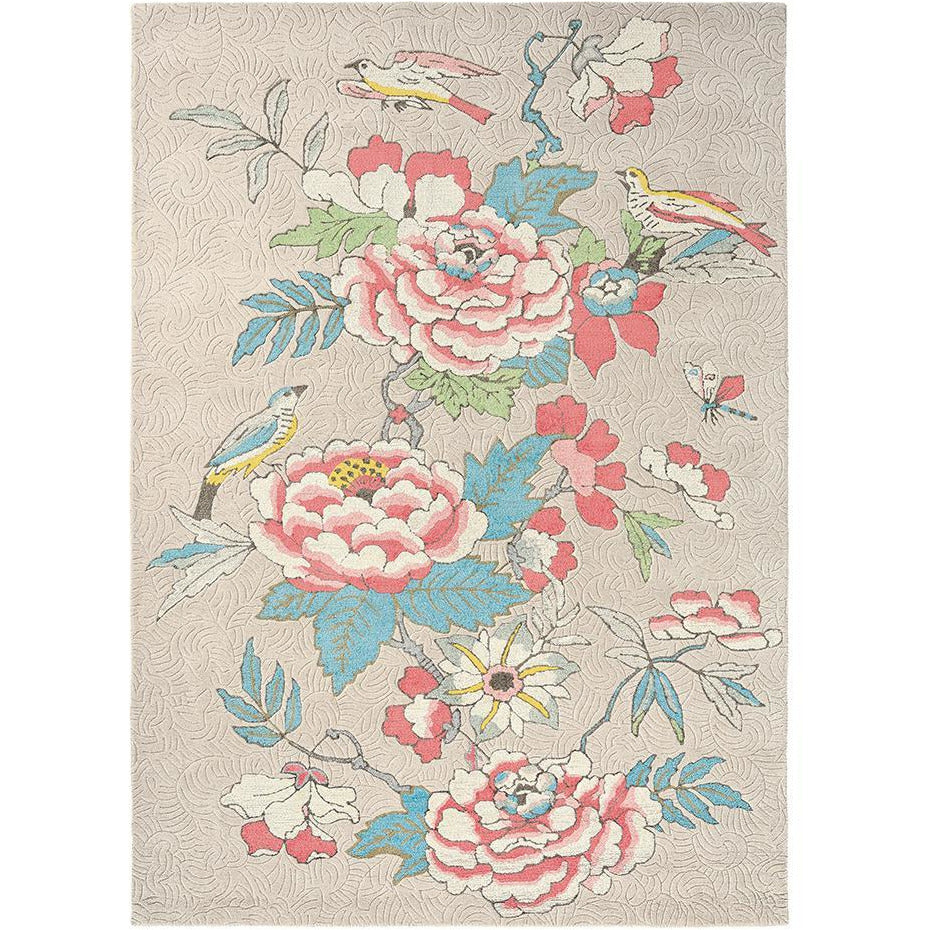 Wedgwood Paeonia Coral 37902 Wool Viscose Designer Rug - Rugs Of Beauty - 1