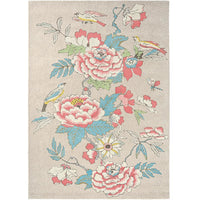 Wedgwood Paeonia Coral 37902 Wool Viscose Designer Rug - Rugs Of Beauty - 1