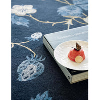 Wedgwood Wild Strawberry Navy Blue 38118 Wool Viscose Designer Rug - Rugs Of Beauty - 3
