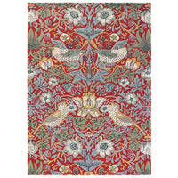 Morris & Co Strawberry Thief Crimson 027700 Designer Wool Rug - Rugs Of Beauty - 1