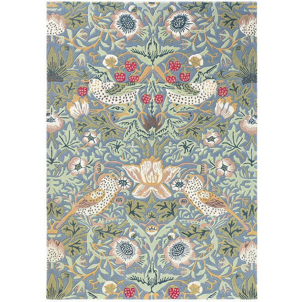 Morris & Co Strawberry Thief Slate 027718 Designer Wool Rug - Rugs Of Beauty - 1
