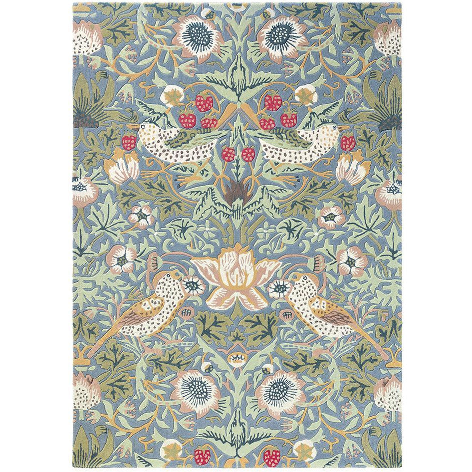 Morris & Co Strawberry Thief Slate 027718 Designer Wool Rug - Rugs Of Beauty - 1