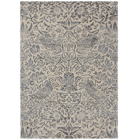Morris & Co Pure Strawberry Thief Ink 028105 Designer Wool Viscose Rug - Rugs Of Beauty - 1
