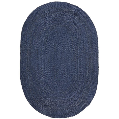 Miami 850 Navy Blue Jute Oval Rug - Rugs Of Beauty - 1