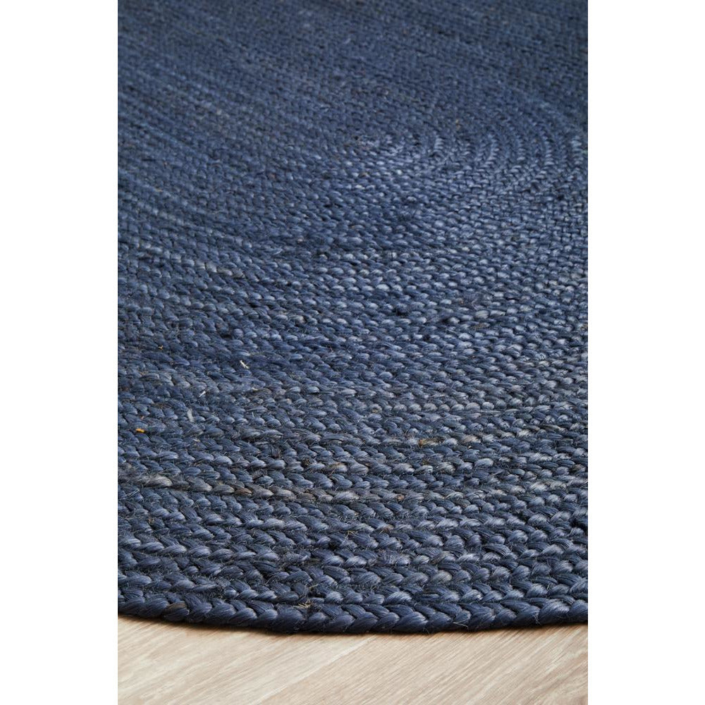 Miami 850 Navy Blue Jute Oval Rug - Rugs Of Beauty - 6