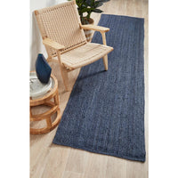 Miami 850 Navy Blue Jute Runner Rug - Rugs Of Beauty - 2