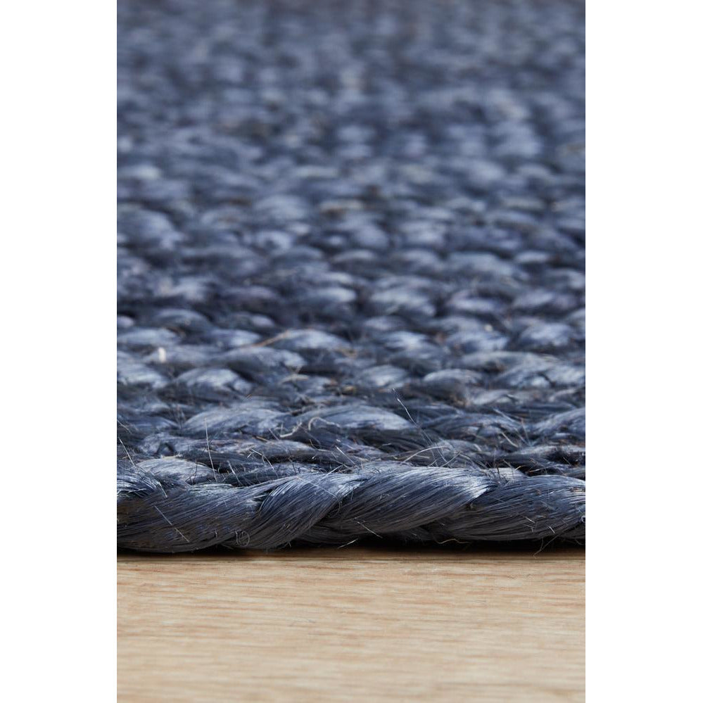 Miami 850 Navy Blue Jute Runner Rug - Rugs Of Beauty - 7