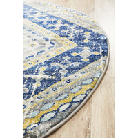 Selje 603 Navy Blue Transitional Bohemian Inspired Round Rug - Rugs Of Beauty - 3