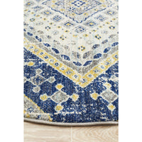 Selje 603 Navy Blue Transitional Bohemian Inspired Round Rug - Rugs Of Beauty - 4