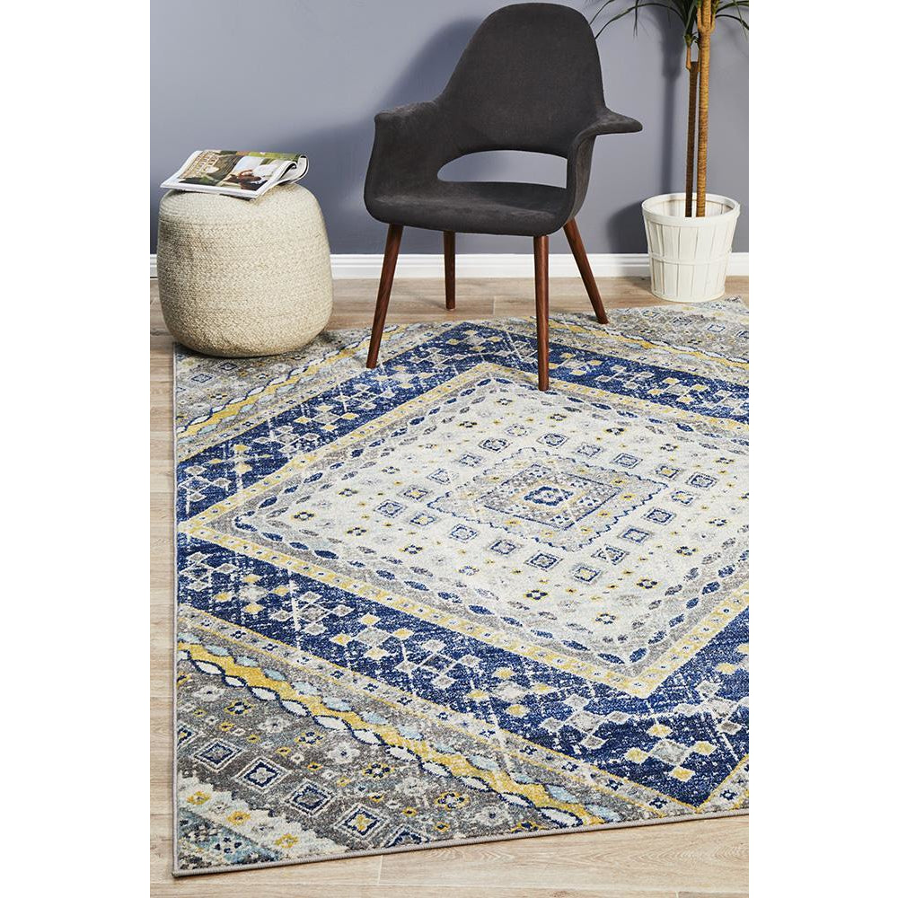 Selje 603 Navy Blue Transitional Bohemian Inspired Rug - Rugs Of Beauty - 1